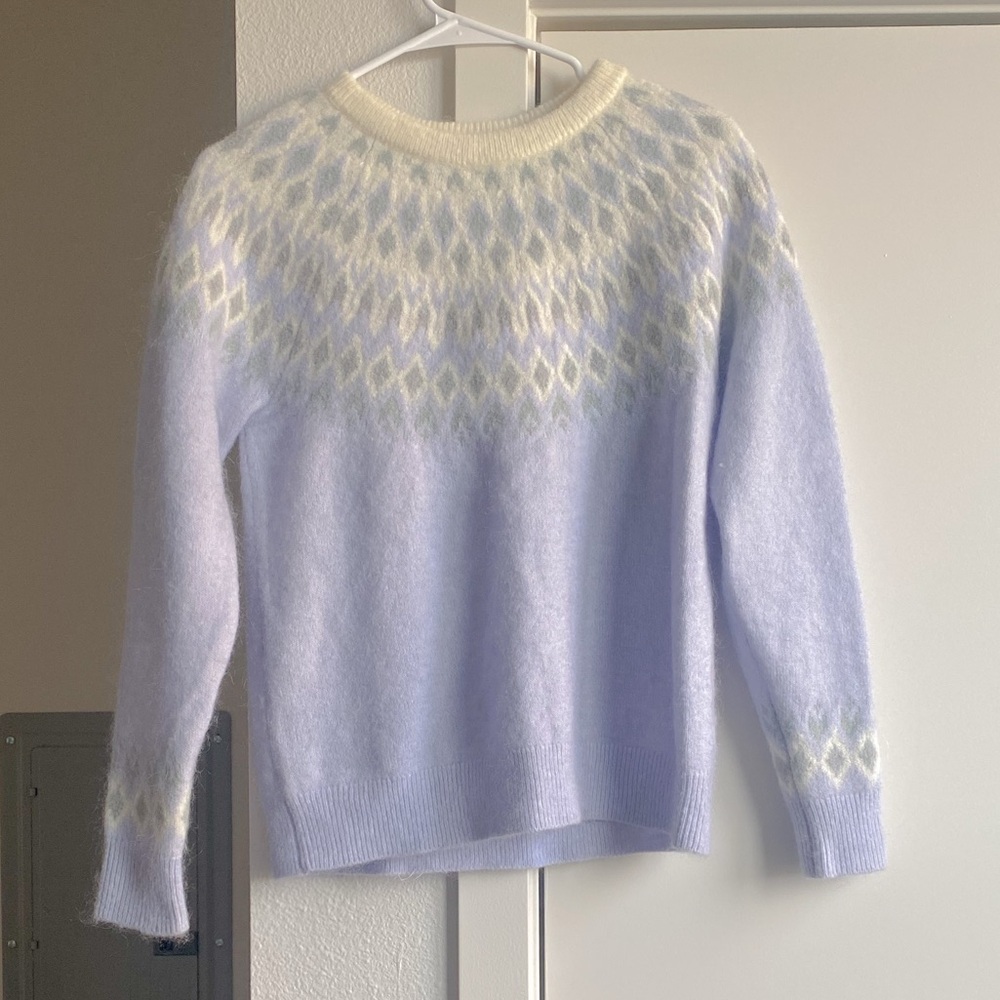 Trenery Lavender Fair Isle Crewneck Mohair Wool blend Sweater size XS old money